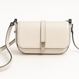 H by Halston Cream Crossbody Bag with Sleek Design